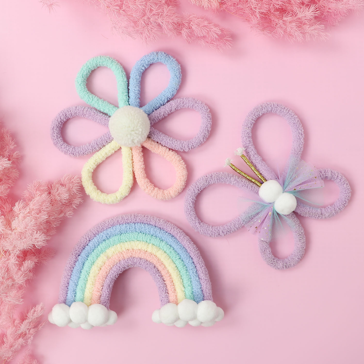 Baby Nursery Decor Girl - 北欧レインボーデイジーフラワーバタフライボヘミアン風ウォールデコレーション子供部屋女の子寝室寮ベビー保育園壁掛け誕生日プレゼント