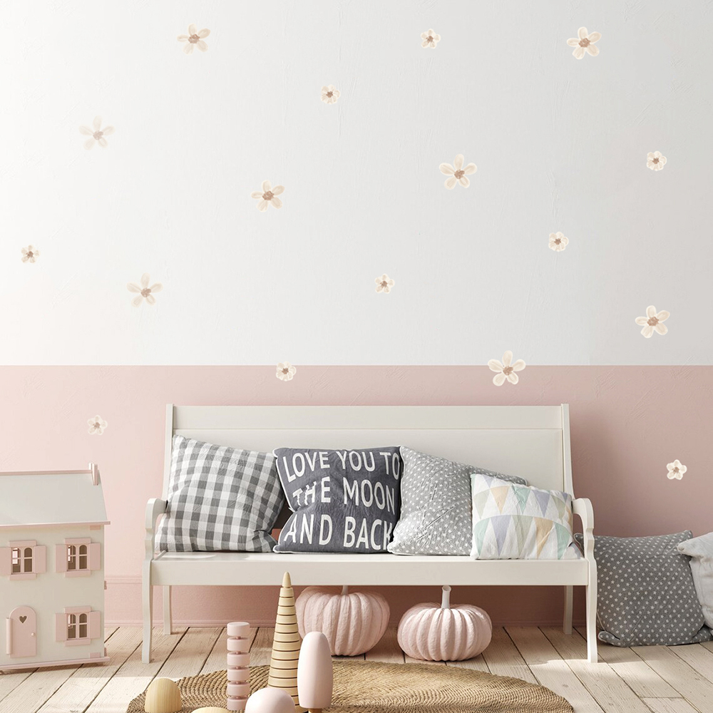 Baby Nursery Vinyl - 自由奔放に生きるソリッドカラーの花保育園ウォールステッカー取り外し可能な子供 DIY ウォールステッカーキッズルームリビングルームインテリア家の装飾