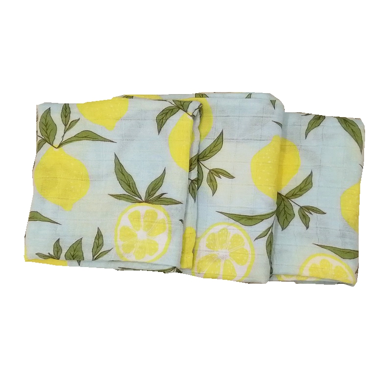 Swaddle Blanket Muslin - プリント竹綿生地 3 ピース/セットモスリンおくるみ授乳げっぷ布新生児ブランケットワイプ 60*60 センチメートル
