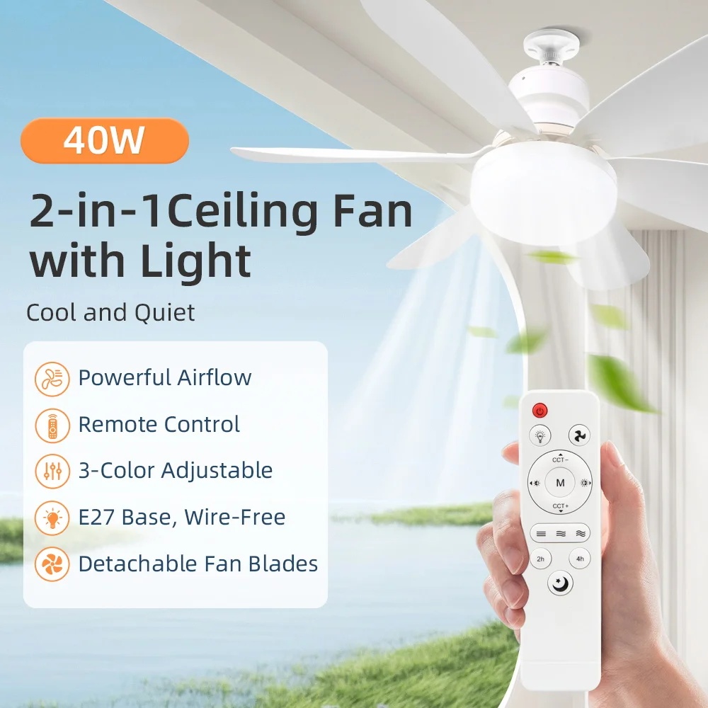 Baby Nursery Ceiling Light - 2026年版子供部屋用シーリングファンライト E27 リモコン付き 3段階速度調整 静音 3色調光