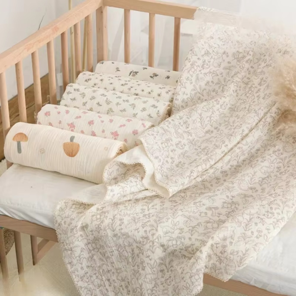 Swaddle Blanket Muslin - ソフト花柄モスリンベビーブランケット綿 2 層ベビーおくるみラップ軽量ベビーカーブランケット夏