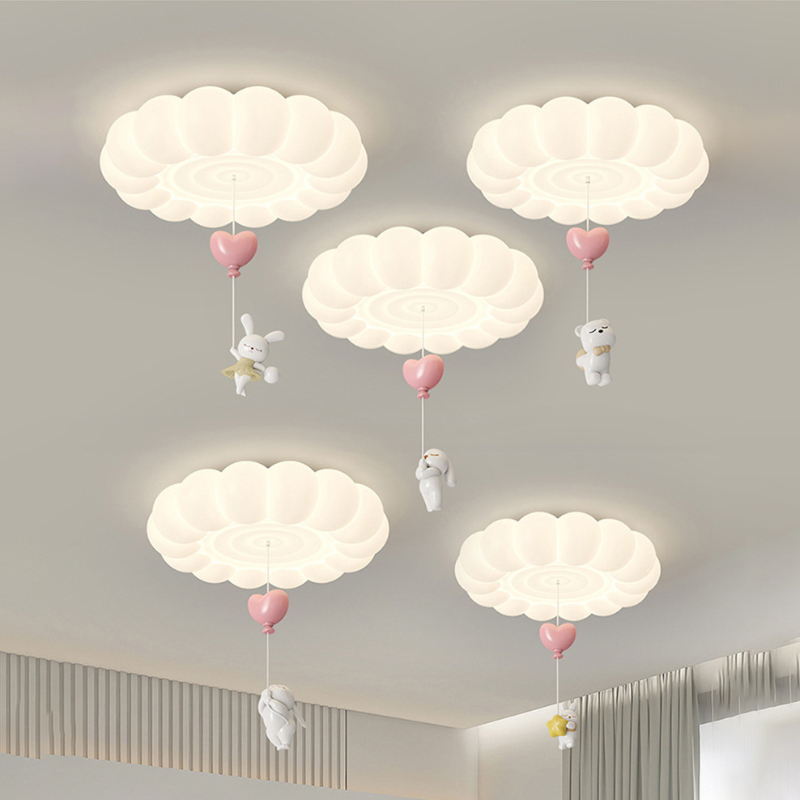 Baby Nursery Ceiling Light - 子供部屋クリームスタイルシーリングライト LED バブルクラウドラビットライト暖かいベビールーム保育園男の子女の子寝室シーリングランプ