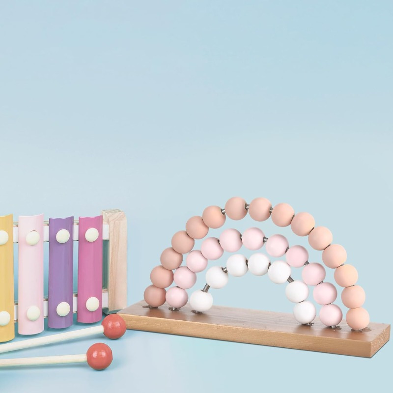 Baby Nursery Decor Girl - レインボーガール 3D ベビールーム装飾 ピンク 木製 ビーズ