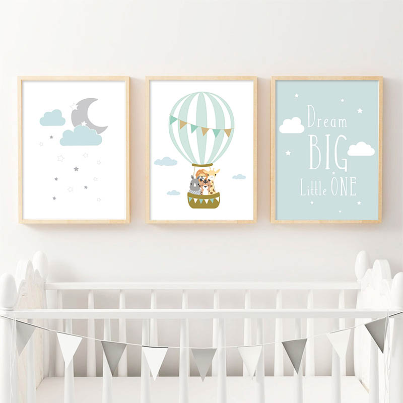Baby Nursery Quotes - バルーンムーン保育園ポスター壁アートキャンバスプリントドリームビッグ引用句絵画北欧キッドベビー寝室装飾画像