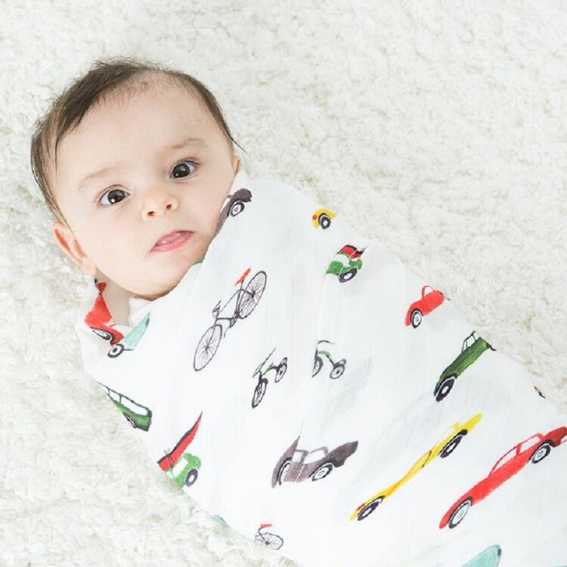 Swaddle Blanket Muslin - 車用超ソフト47x47インチベビーモスリンブランケット軽量通気性スワドル新生児用おくるみ