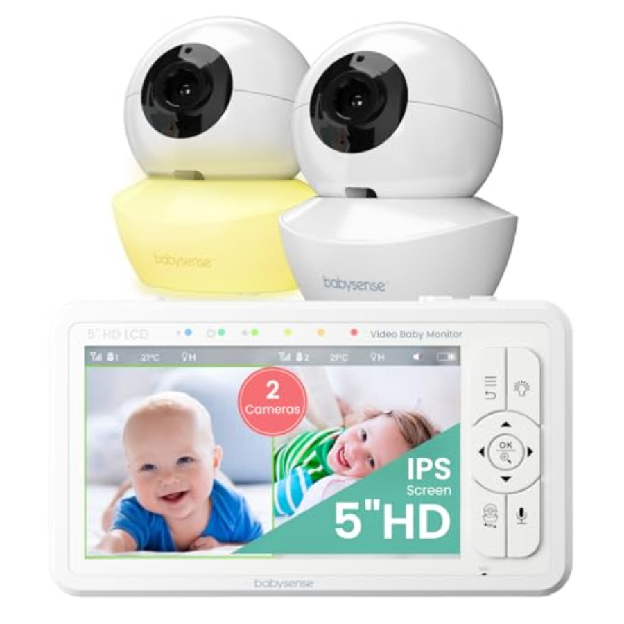 Baby Nursery Night Light - 保育園用ベビーモニター、ナイトライト付きHDプラスチック製ブラック分割画面デバイス、1000フィート範囲、双方向音声、4倍ズーム、ナイトライト機能