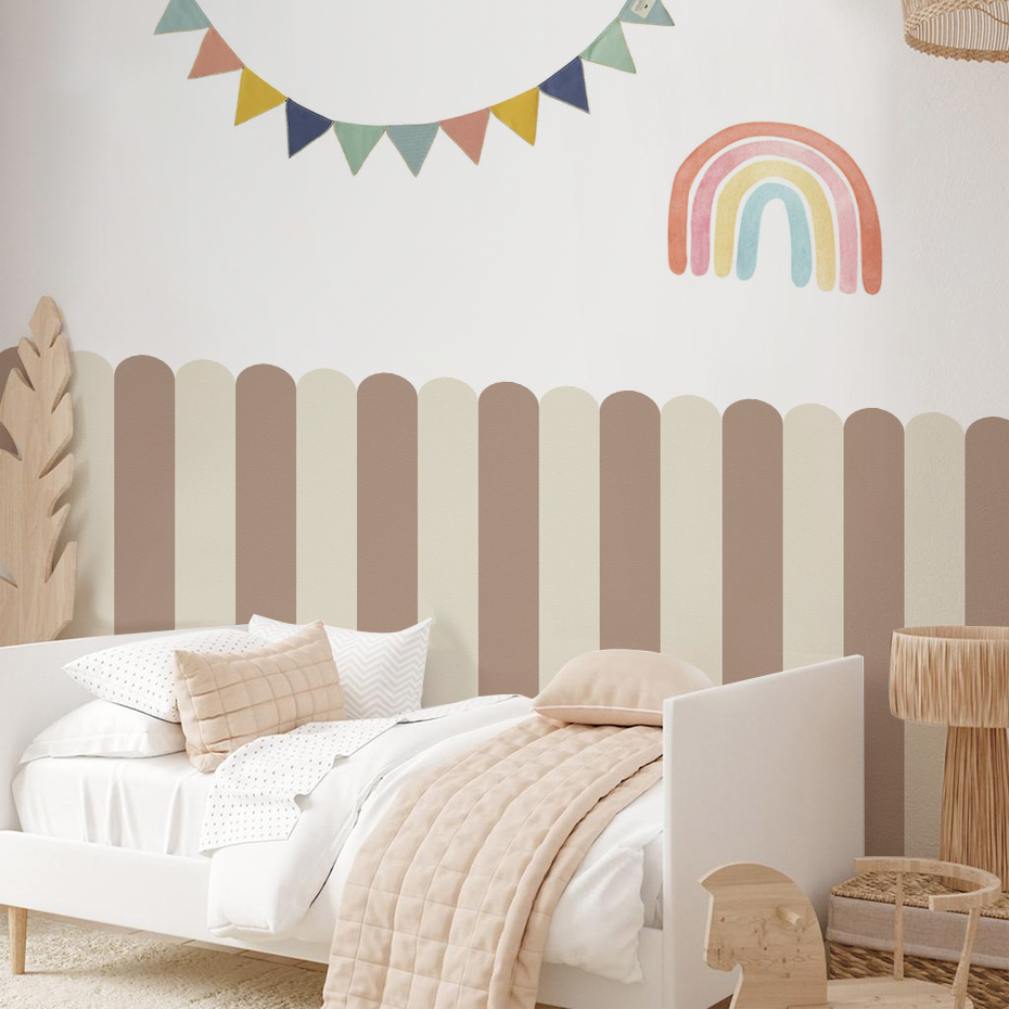 Baby Nursery Vinyl - マルチカラー縦ストライプアーク壁紙保育園子供壁アートキッズルームリビングルーム家の装飾防水ピールアンドスティック