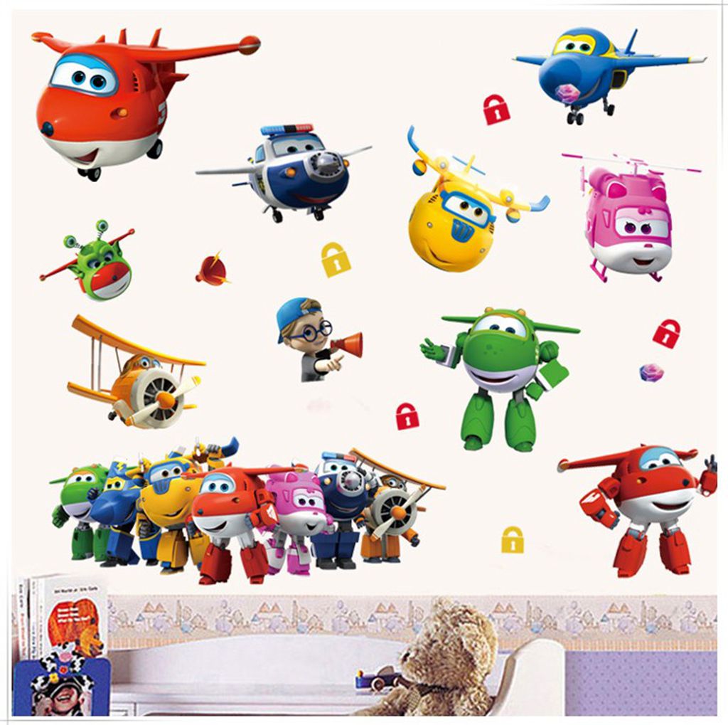 ホット漫画スーパー羽変形飛行機ロボット赤ちゃん家の装飾アニメ - Baby Nursery Package のレビューと価格