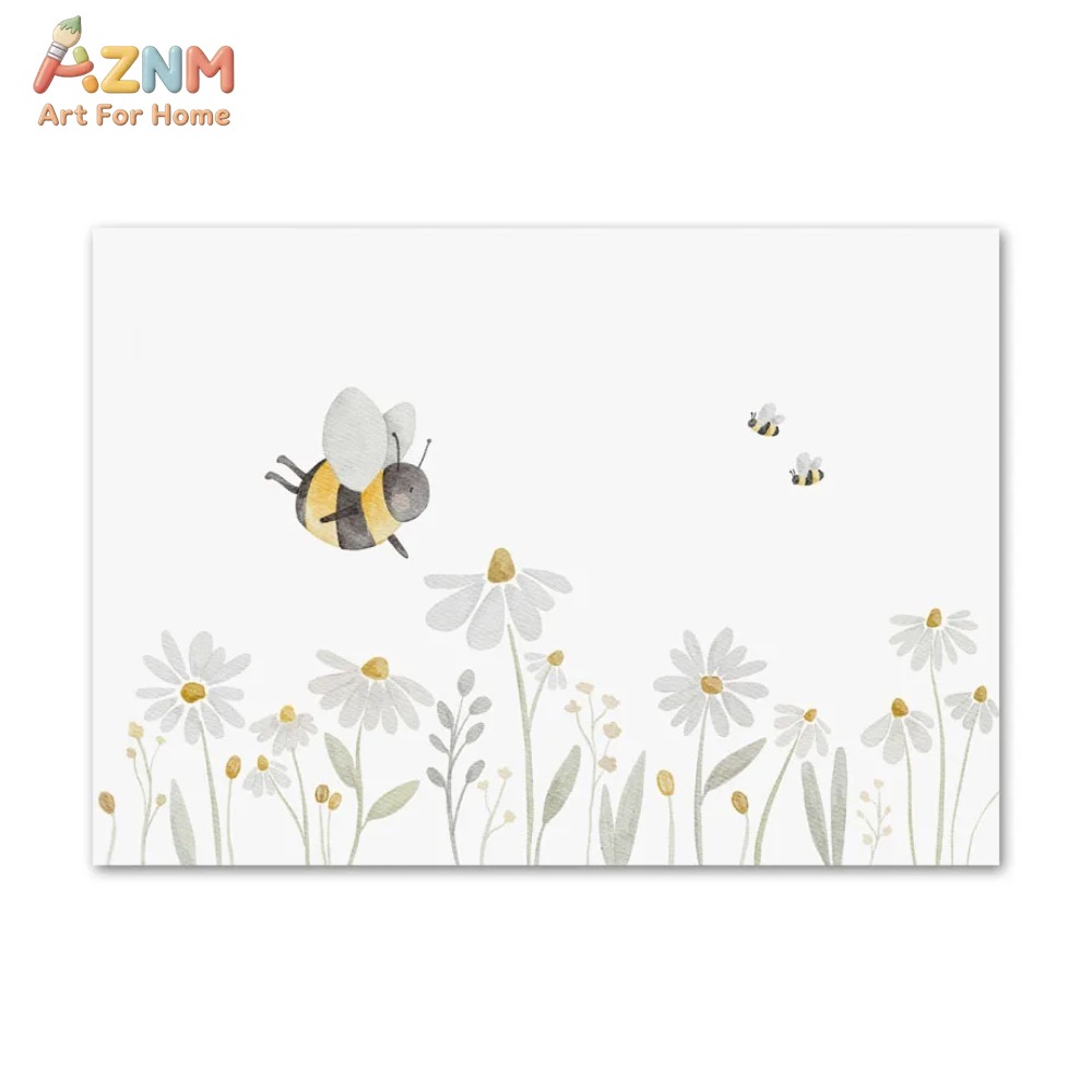 AZNM 水彩クマキツネ動物キャンバス壁アート自由奔放に生き - Baby Nursery Frames のレビューと価格