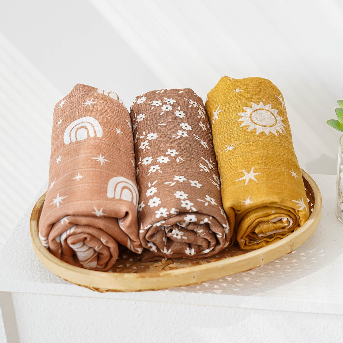 竹とモスリンベビーブランケット,3つのパーツのセット,柔らか - Swaddle Blanket Muslin のレビューと価格