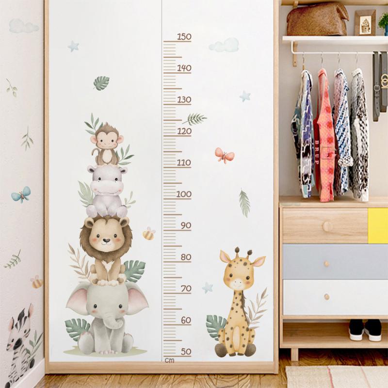 子供の成長チャートステッカー ジャングルアニマル身長計 取り - Baby Nursery Jungle Wallpaper のレビューと価格
