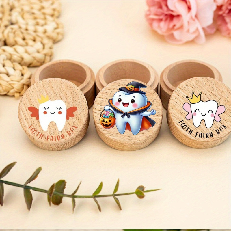 歯の妖精と臍帯の保管箱、木製丸型収納容器、歯箱、ベビーシャワ - Baby Keepsake Box のレビューと価格