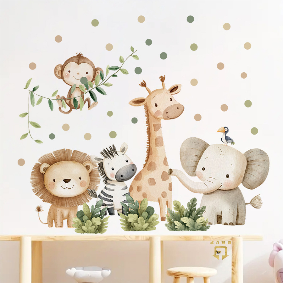 自由奔放に生きる森の動物ウォールステッカーキッズルーム用男の - Baby Nursery Decor Girl のレビューと価格