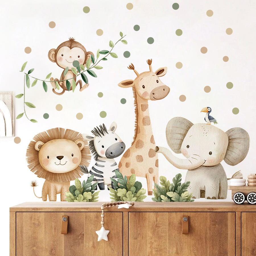 自由奔放に生きる森の動物ウォールステッカーキッズルーム用男の - Baby Nursery Decor Girl のレビューと価格