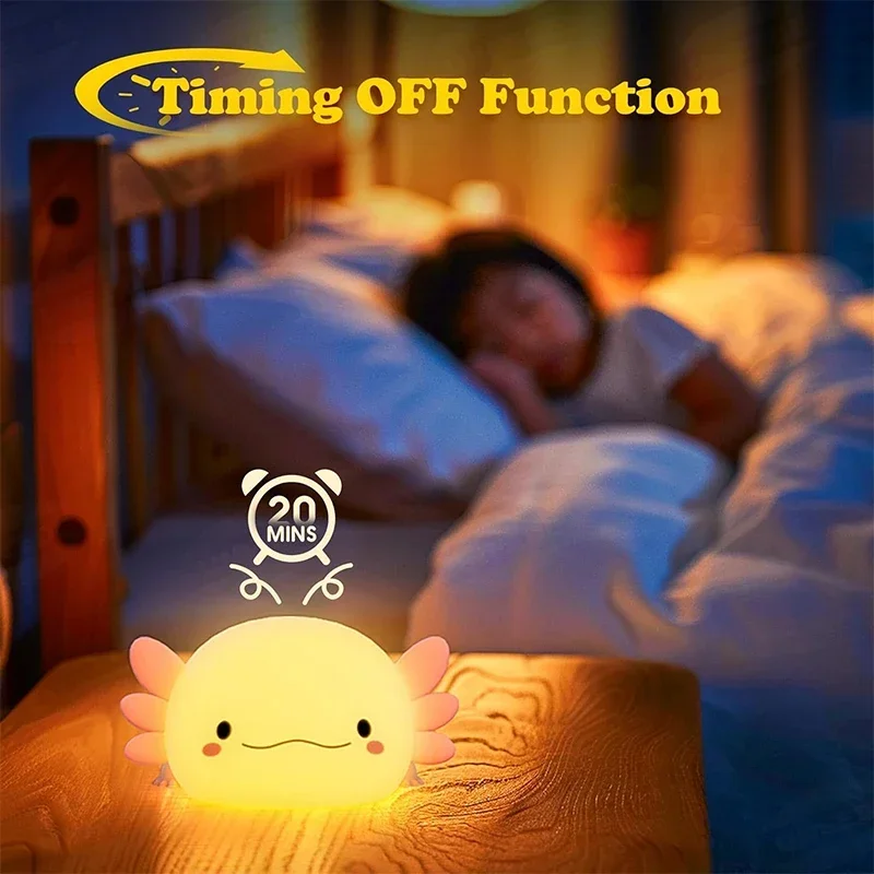 かわいいアホロートルナイトライトシリコン製保育園用睡眠ランプ - Baby Nursery Night Light のレビューと価格