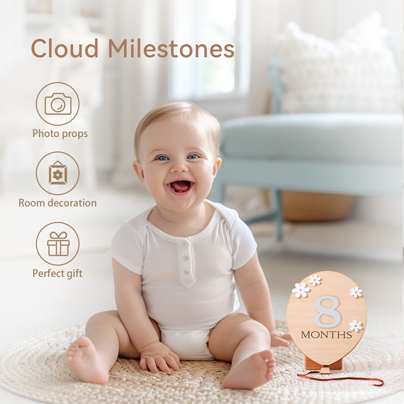 木製マイルストーンボードフラワーセット新生児誕生記録カード赤 - Milestone Card Set のレビューと価格