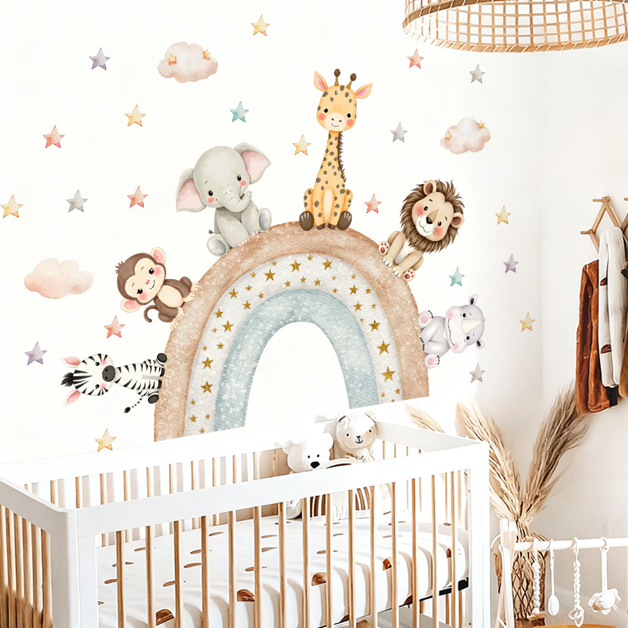ジャングル動物ウォールステッカー子供用男の子女の子ベビールー - Baby Nursery Jungle Wallpaper のレビューと価格