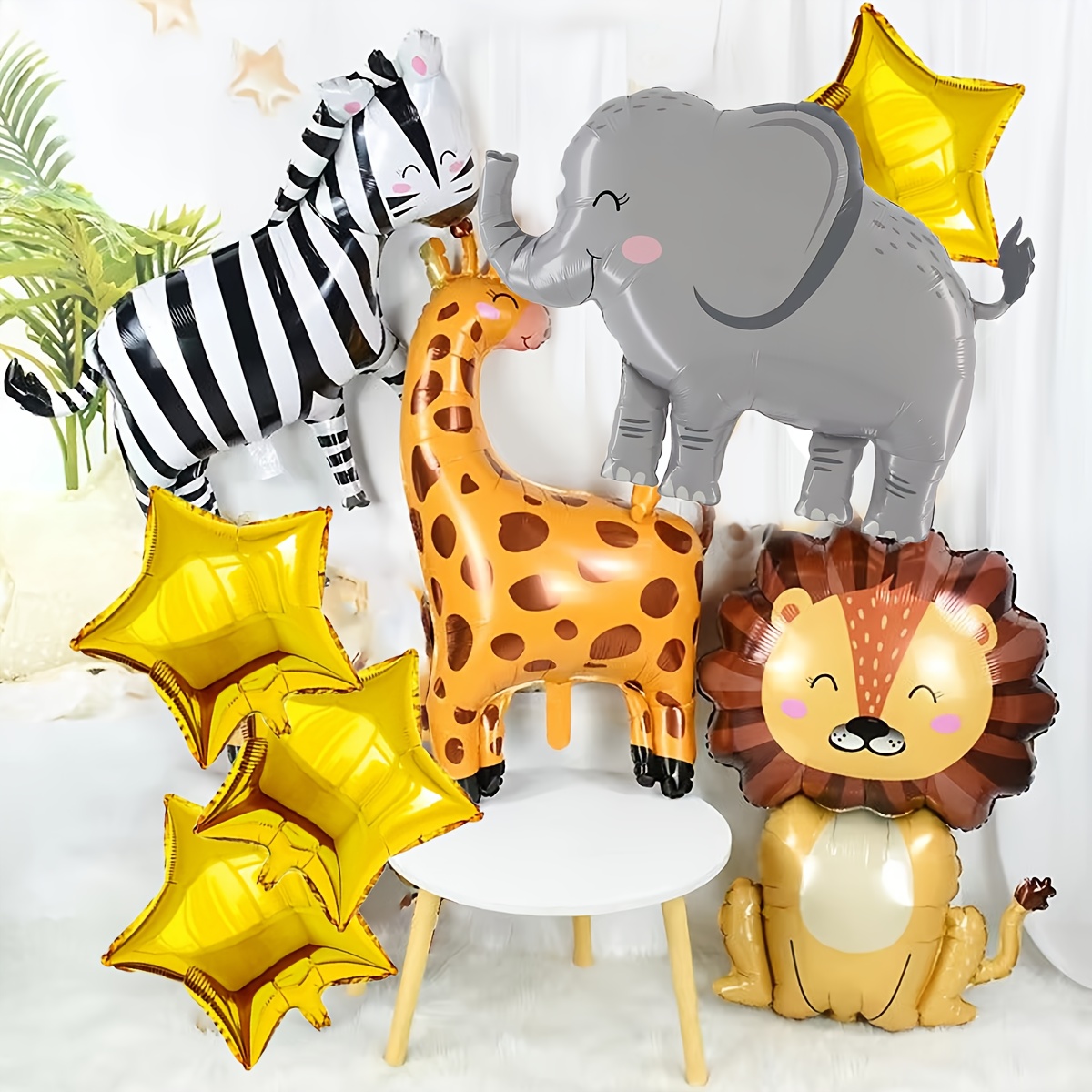 8個入り漫画動物テーマのフォイルバルーンセット、ジャングルサ - Baby Nursery Jungle Theme のレビューと価格