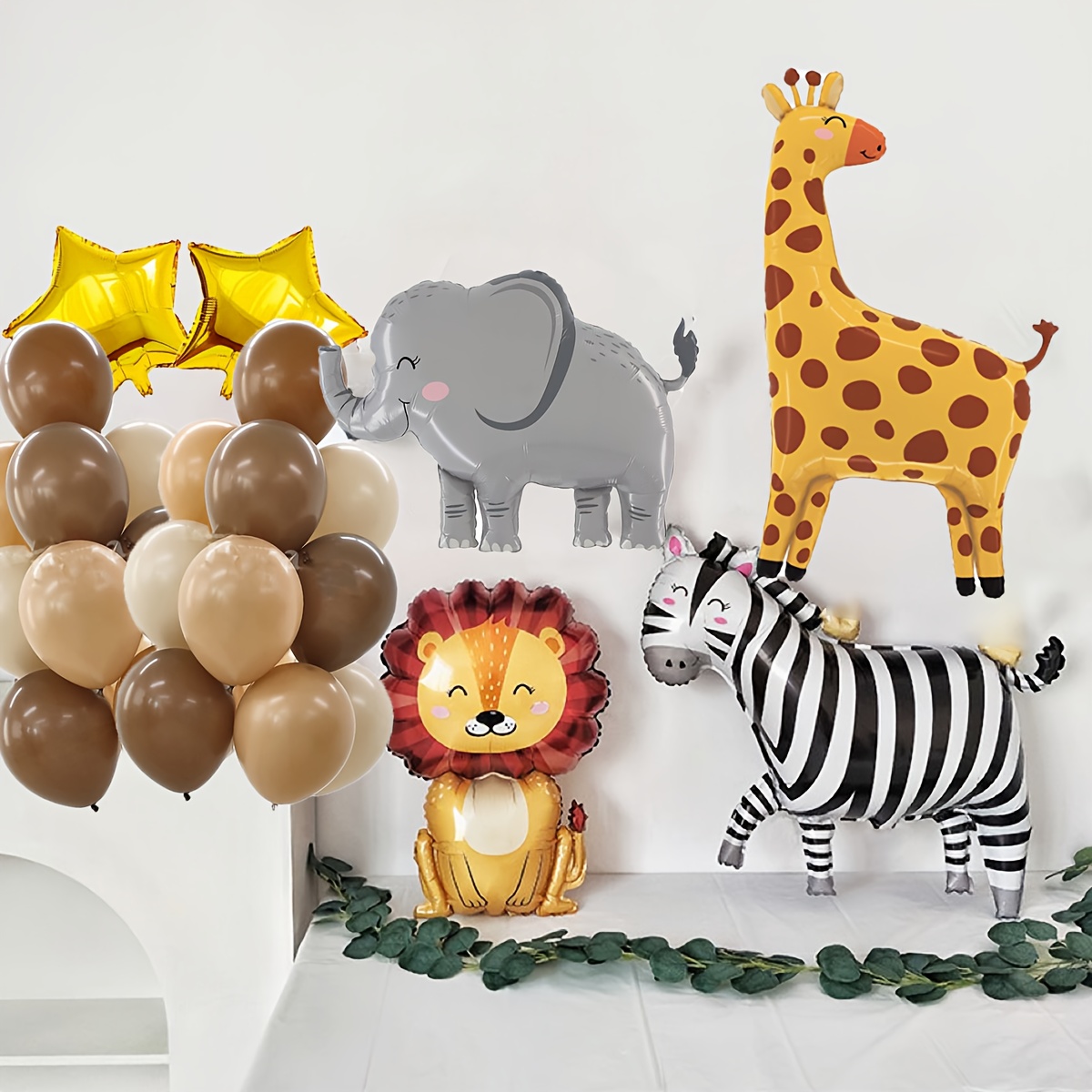 8個入り漫画動物テーマのフォイルバルーンセット、ジャングルサ - Baby Nursery Jungle Theme のレビューと価格