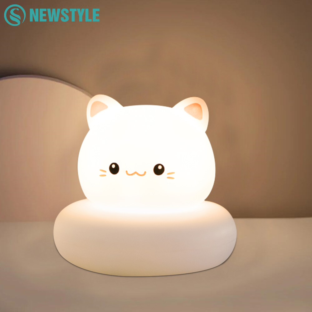 LED保育園猫ナイトライト3段階調光可能寝室常夜灯子供用タッ - Baby Nursery Night Light のレビューと価格