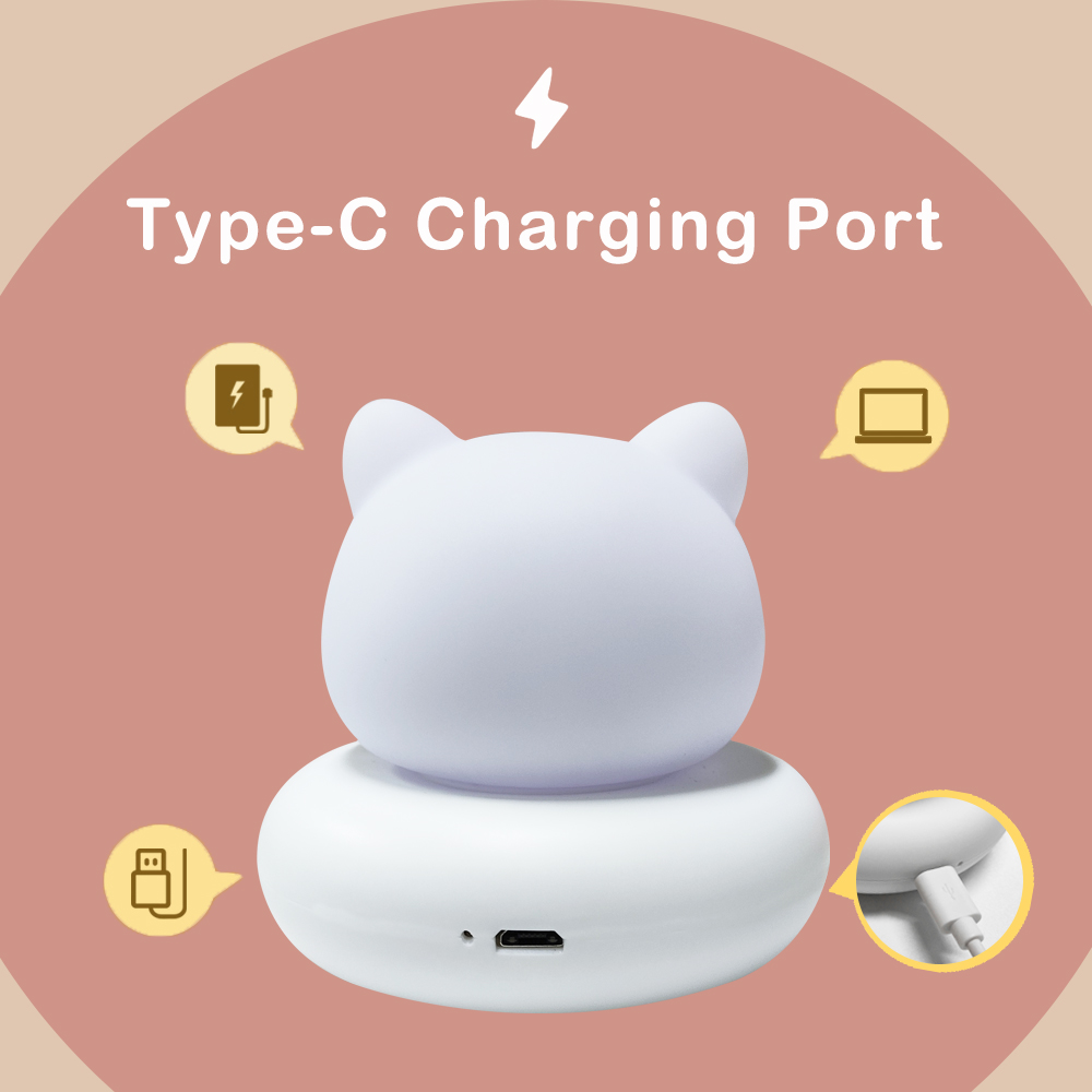 LED保育園猫ナイトライト3段階調光可能寝室常夜灯子供用タッ - Baby Nursery Night Light のレビューと価格