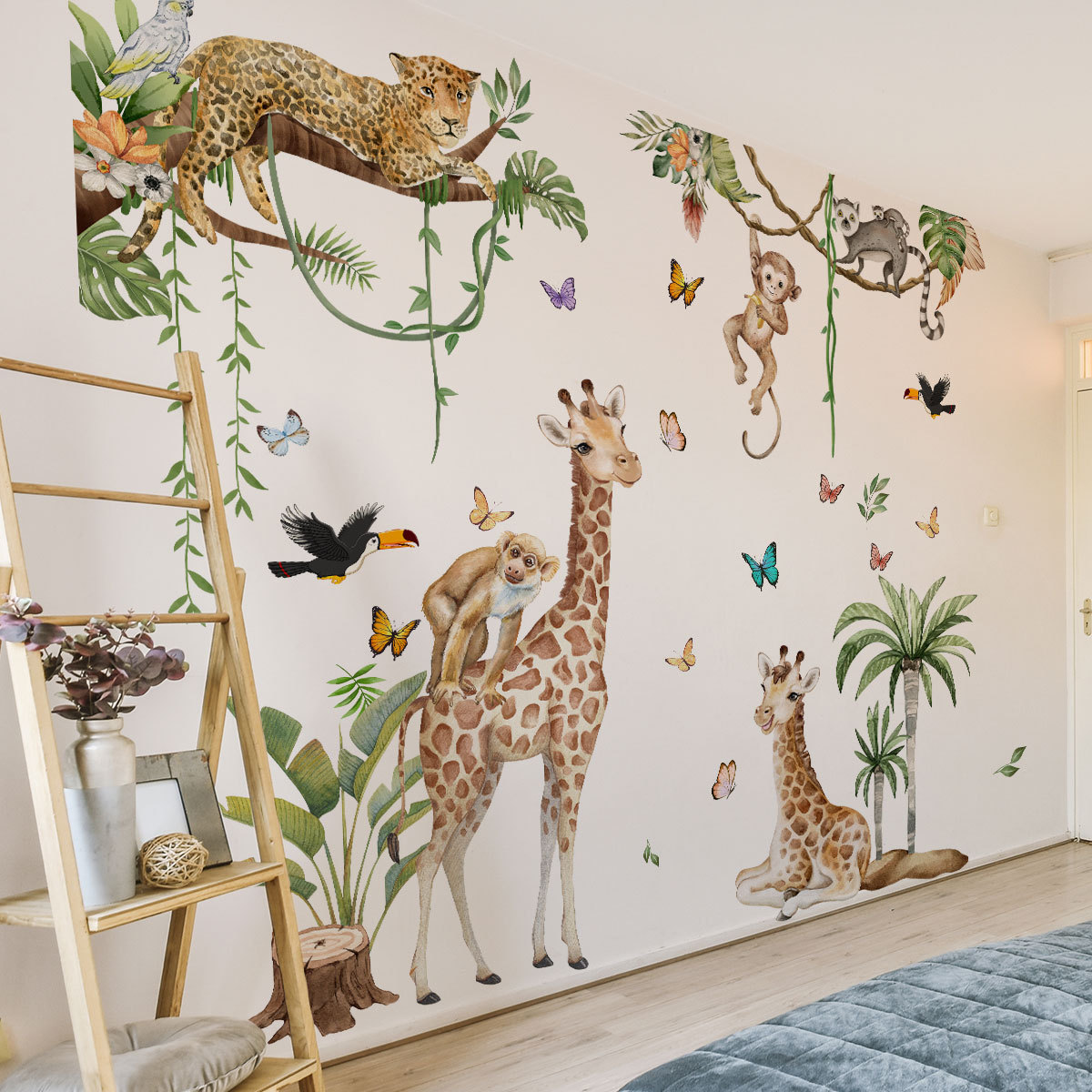 大きな森の動物のウォールステッカー,ジャングル,サファリ,キ - Baby Nursery Jungle Wallpaper のレビューと価格