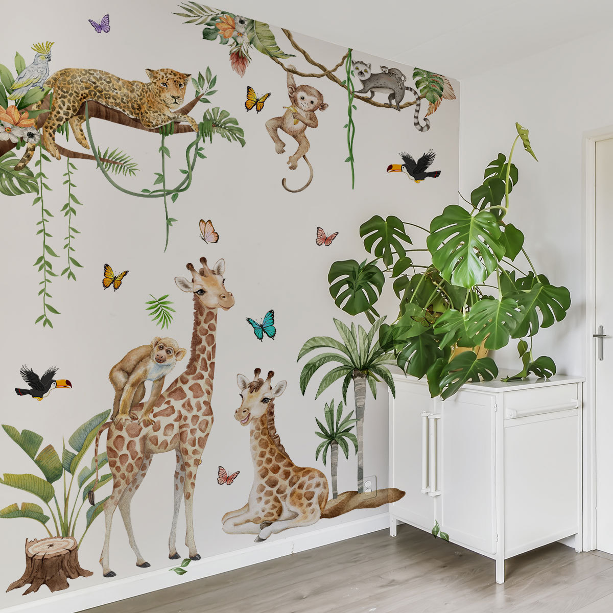 大きな森の動物のウォールステッカー,ジャングル,サファリ,キ - Baby Nursery Jungle Wallpaper のレビューと価格