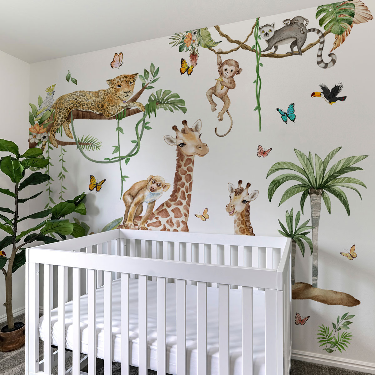 大きな森の動物のウォールステッカー,ジャングル,サファリ,キ - Baby Nursery Jungle Wallpaper のレビューと価格