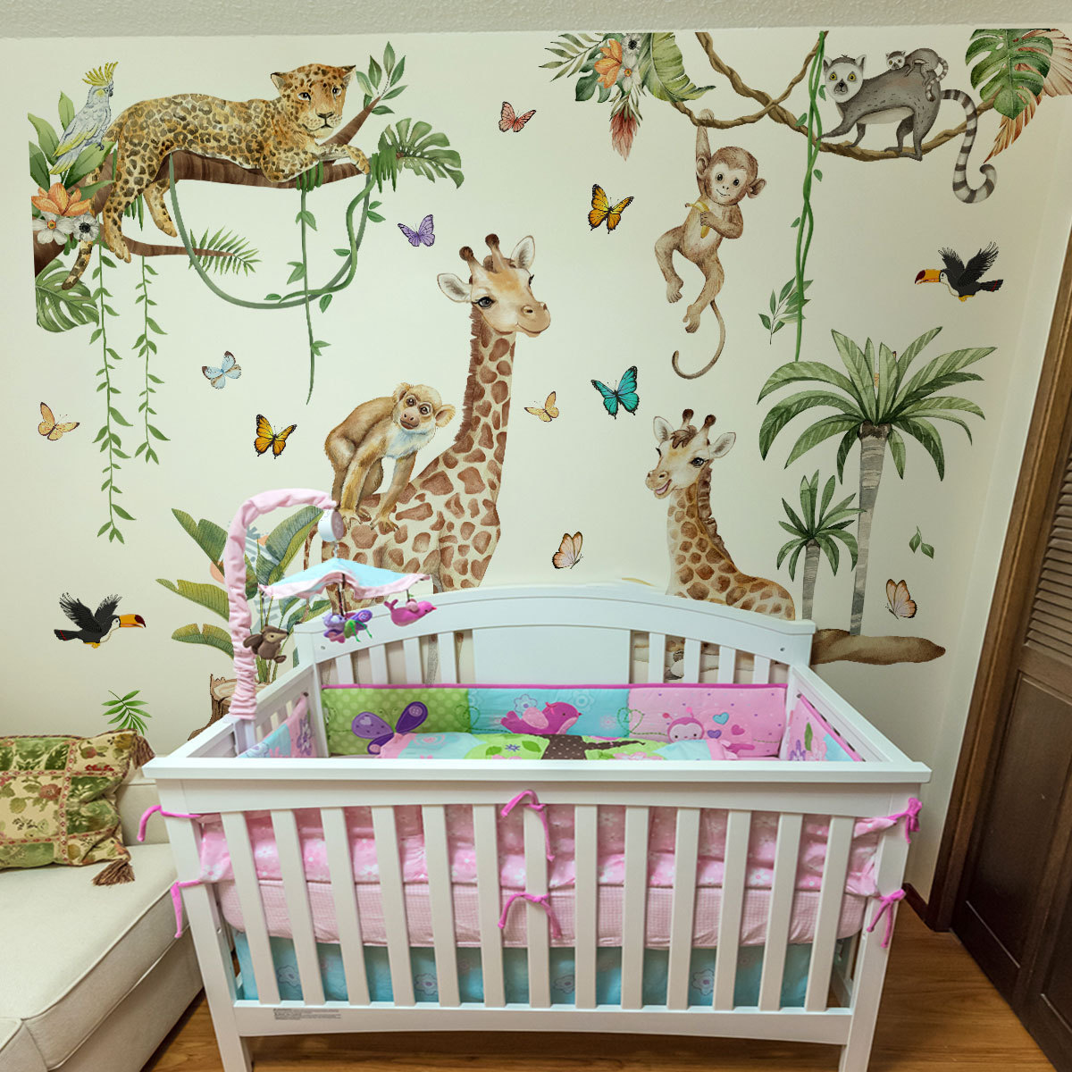 大きな森の動物のウォールステッカー,ジャングル,サファリ,キ - Baby Nursery Jungle Wallpaper のレビューと価格