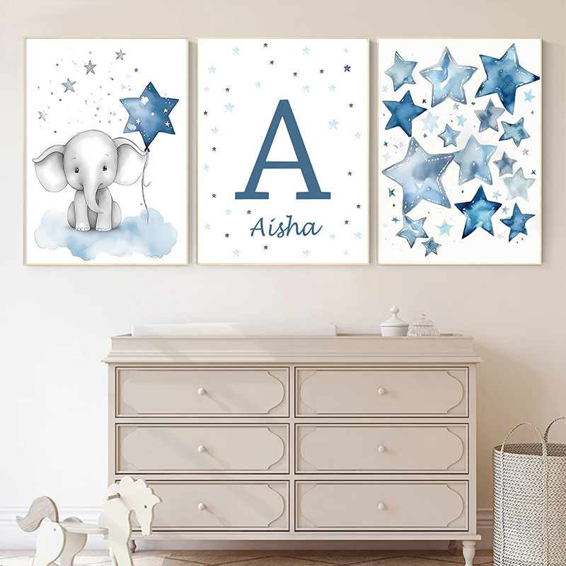 子供部屋の装飾のための月と星のパーソナライズされた壁の芸術の - Baby Nursery Images のレビューと価格