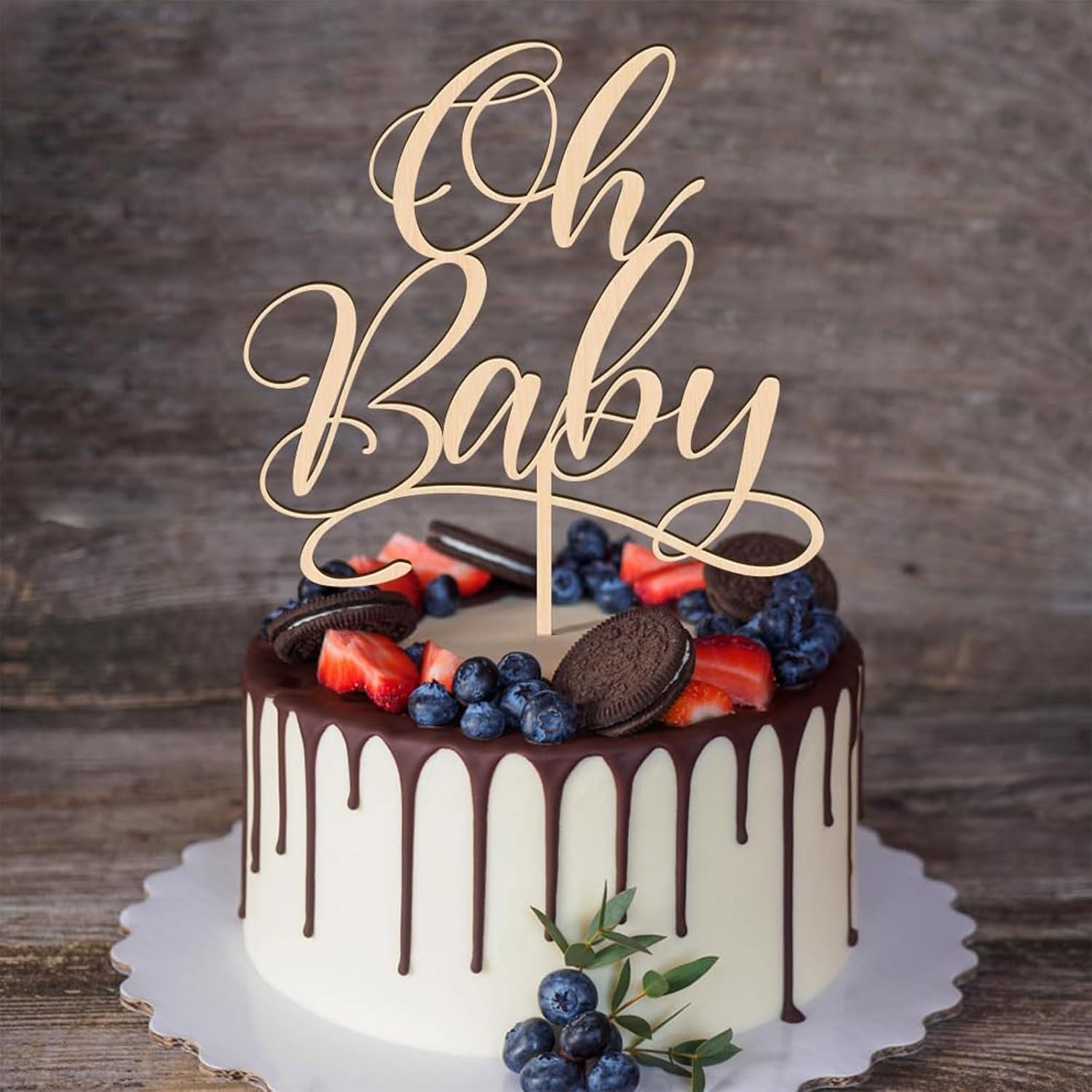 1個 オーベイビー - 木製ケーキトッパー ベビーシャワー、 - Baby Nursery Letters のレビューと価格