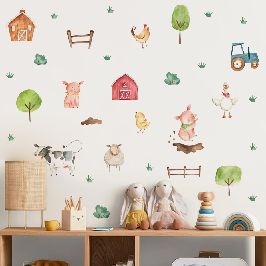 ボボ-水彩の壁のステッカー,子供,寝室,動物,子供部屋,赤ち - Baby Nursery Package のレビューと価格