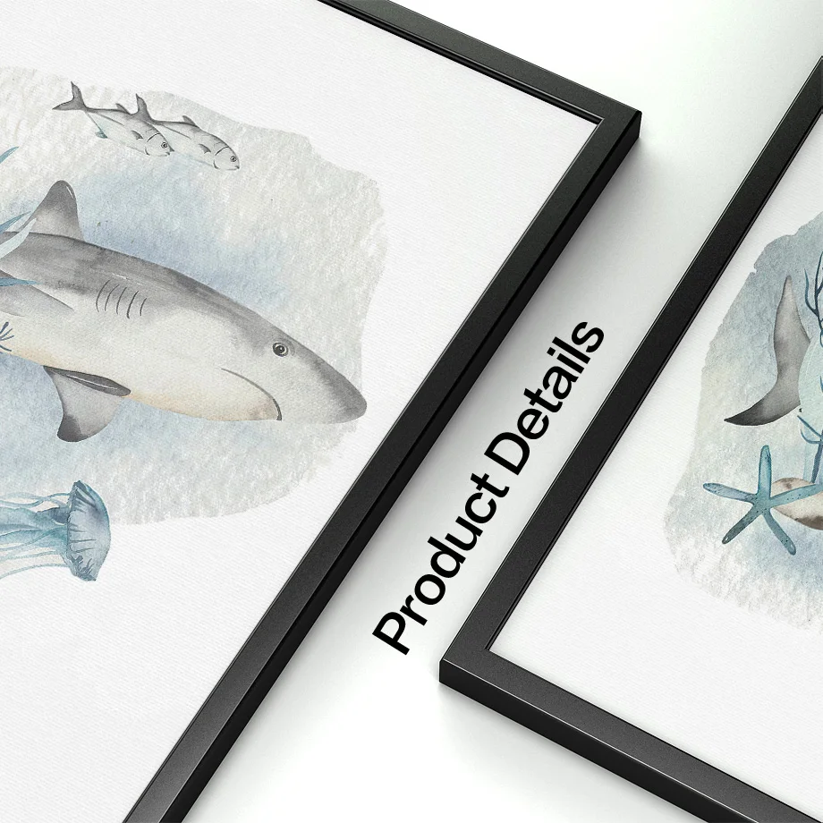 子供の部屋の装飾のためのポスターとプリント、クジラ、魚、サメ - Baby Nursery Images のレビューと価格