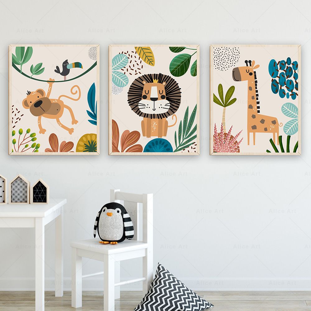 ボヘミアンスタイルの猿、ライオン、キリン、鳥、シマウマ、ゾウ - Baby Zebra Nursery のレビューと価格