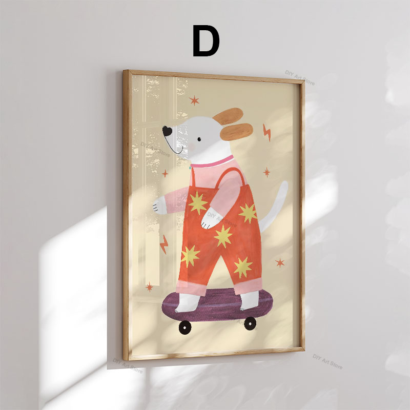 面白い漫画の動物の保育園用ウォールアートキャンバス絵画、クマ - Baby Nursery Kids のレビューと価格