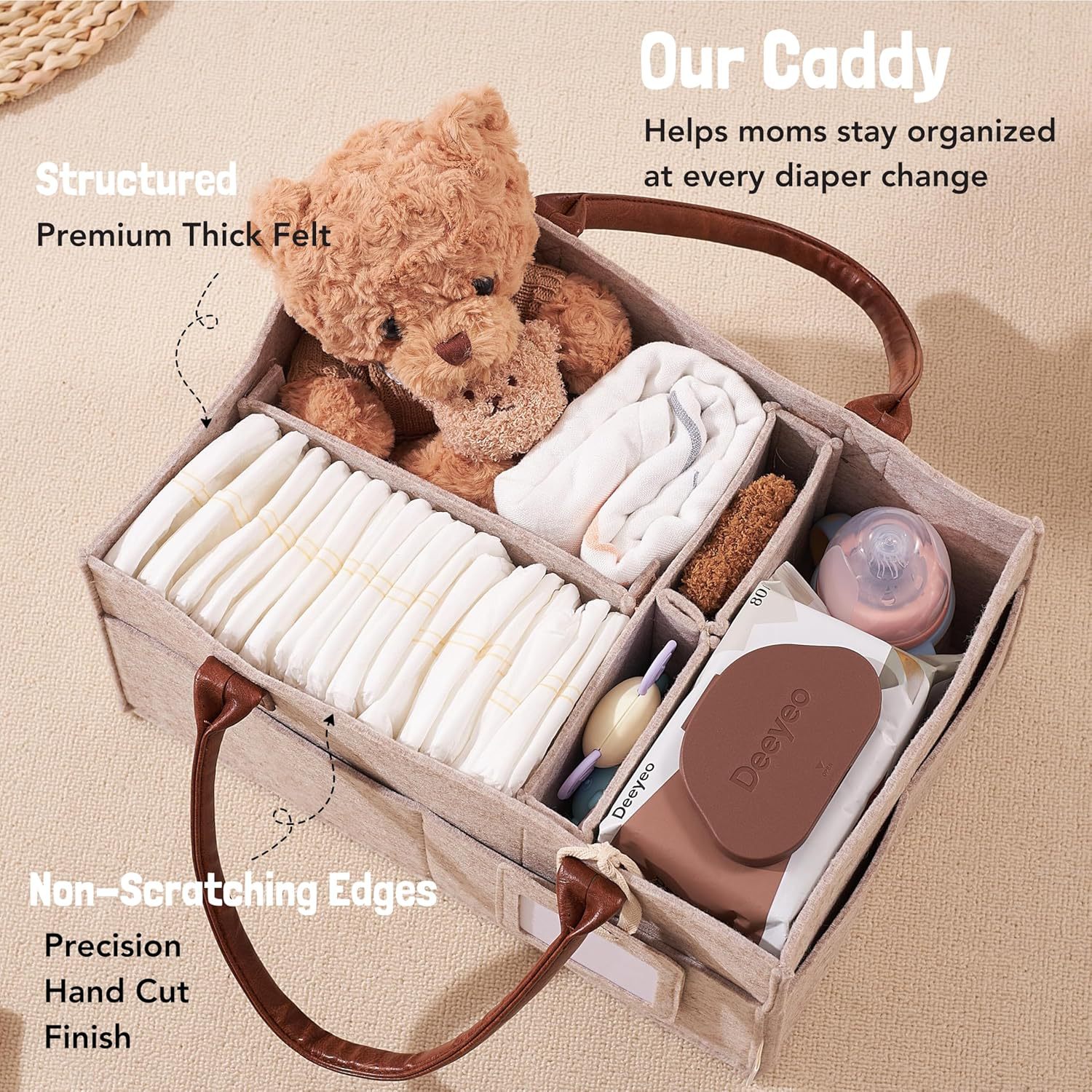 ベビーフェルト収納バスケット、幼児用おむつバッグ、ハンドル付 - Baby Nursery Package のレビューと価格