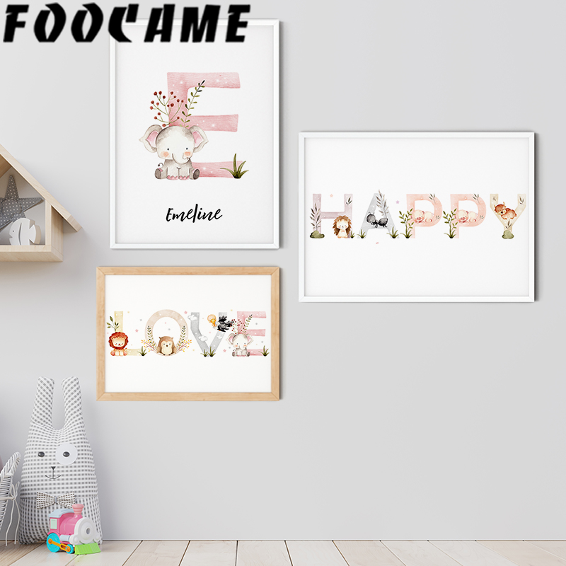 名前パーソナライズされた絵画独自のキャンバスポスター作成テキ - Baby Nursery Images のレビューと価格
