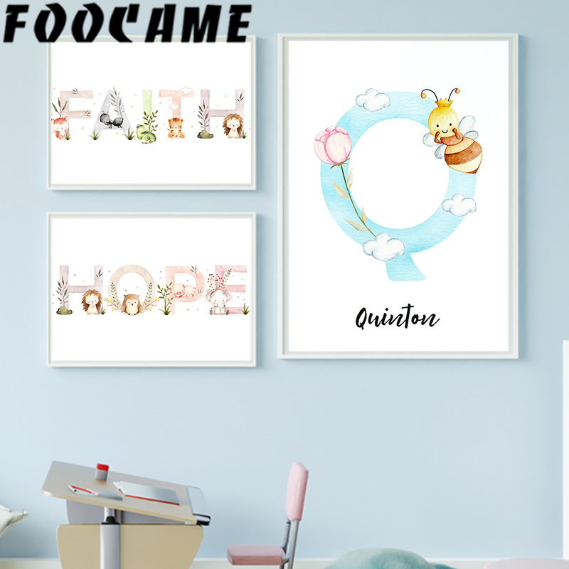 名前パーソナライズされた絵画独自のキャンバスポスター作成テキ - Baby Nursery Images のレビューと価格