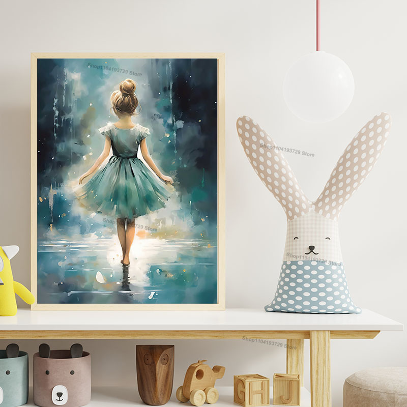 水彩バレエ少女靴チェロ保育園壁アートキャンバス絵画北欧ポスタ - Baby Nursery Kids のレビューと価格