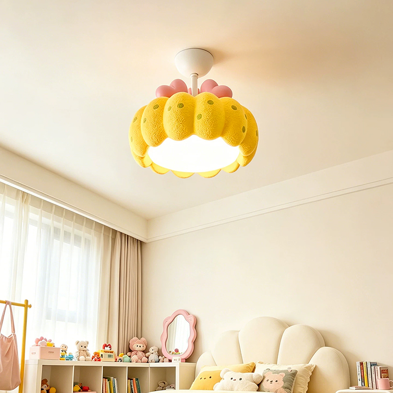 クリームスタイル子供部屋天井ランプLED樹脂製パンプキンラン - Baby Nursery Ceiling Light のレビューと価格