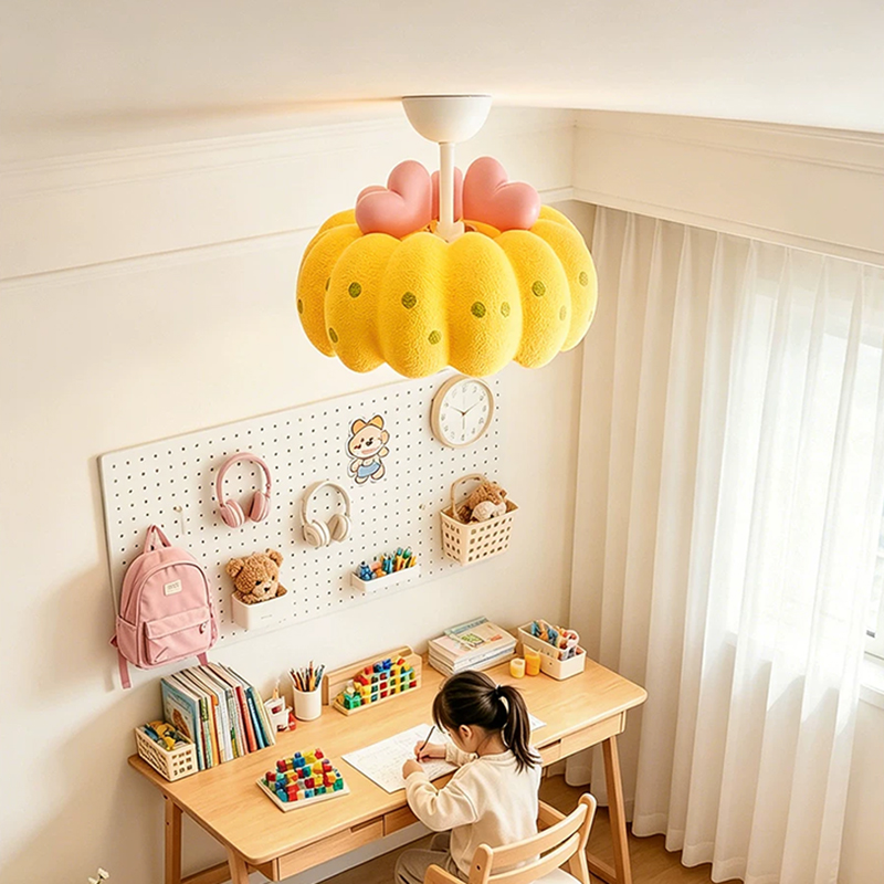 クリームスタイル子供部屋天井ランプLED樹脂製パンプキンラン - Baby Nursery Ceiling Light のレビューと価格