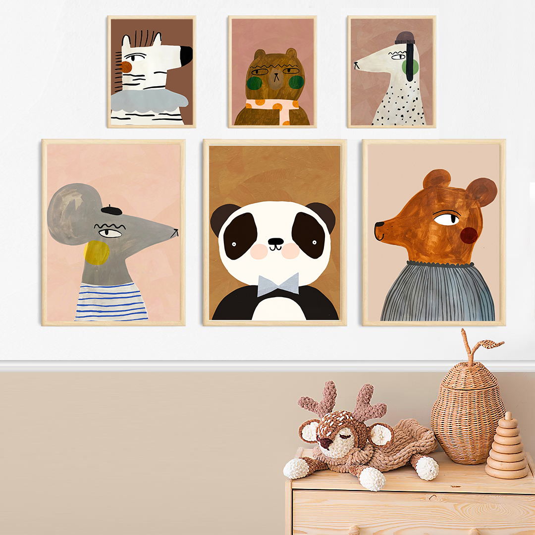 かわいいネズミ、シマウマ、ウサギ、クマ、犬、猫、羊の保育園ポ - Baby Zebra Nursery のレビューと価格