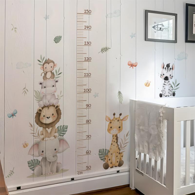 子供の成長チャートステッカー ジャングル動物身長計 取り外し - Baby Nursery Jungle Wallpaper のレビューと価格