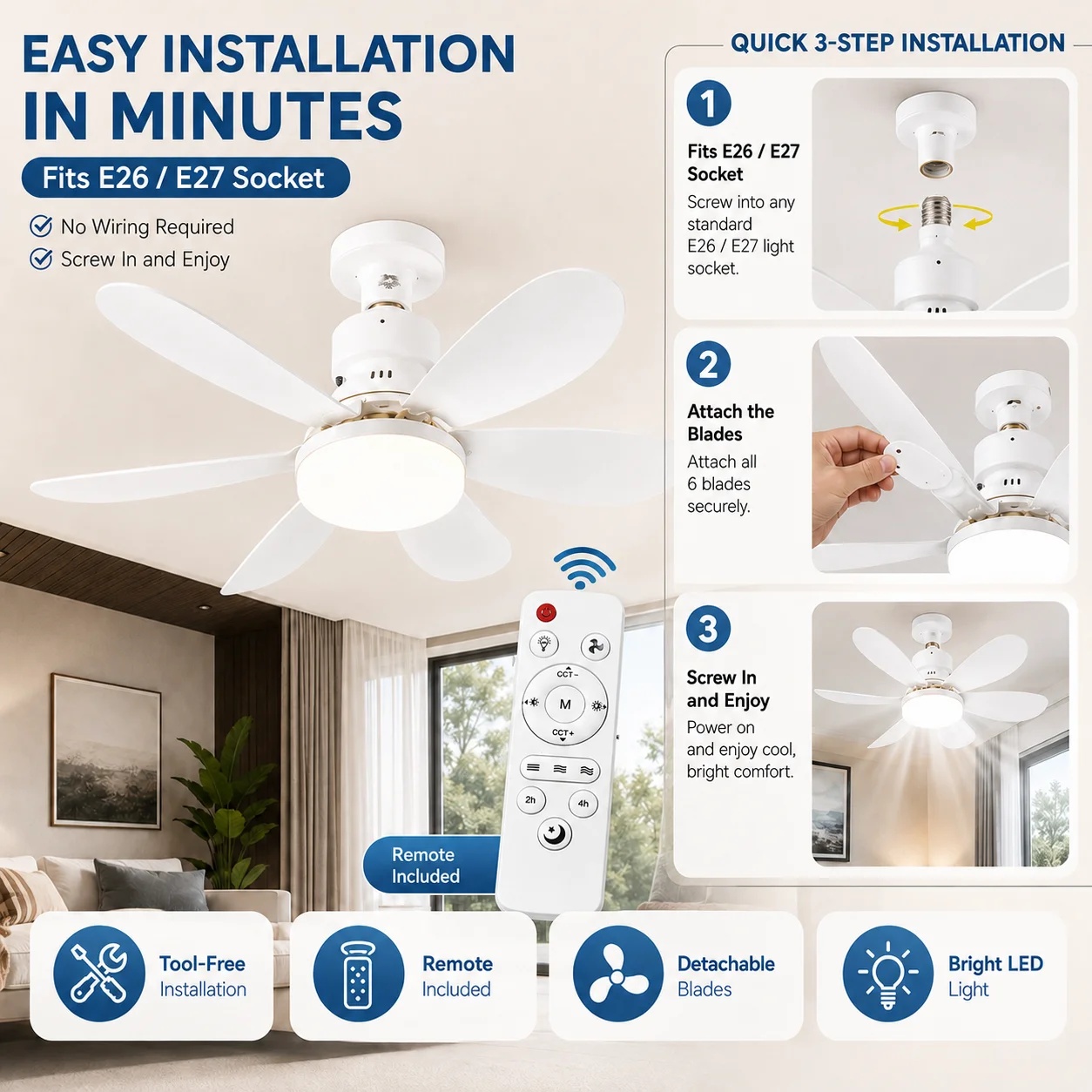 2026年版子供部屋用シーリングファンライト E27 リモコ - Baby Nursery Ceiling Light のレビューと価格