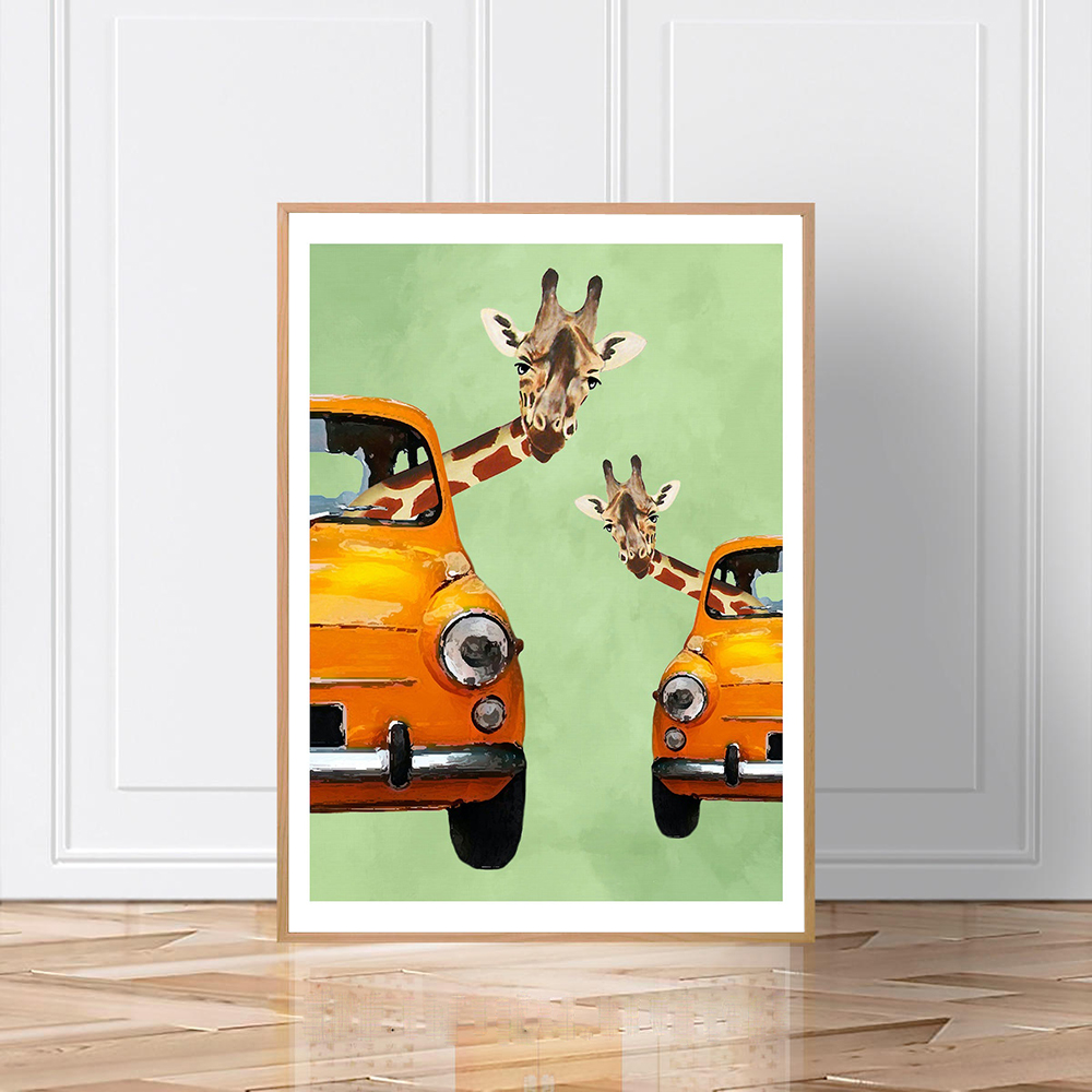 Giraffes In Yellow Cars Cartoo - Baby Nursery Yellow Walls のレビューと価格