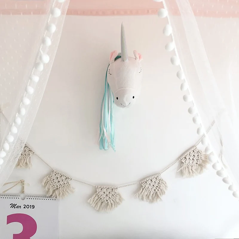 ユニコーンのぬいぐるみ動物の頭の壁掛け飾り 北欧スタイル ベ - Baby Nursery Girl のレビューと価格
