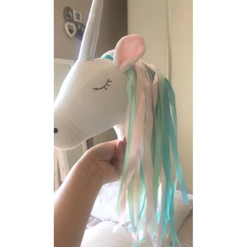 ユニコーンのぬいぐるみ動物の頭の壁掛け飾り 北欧スタイル ベ - Baby Nursery Girl のレビューと価格