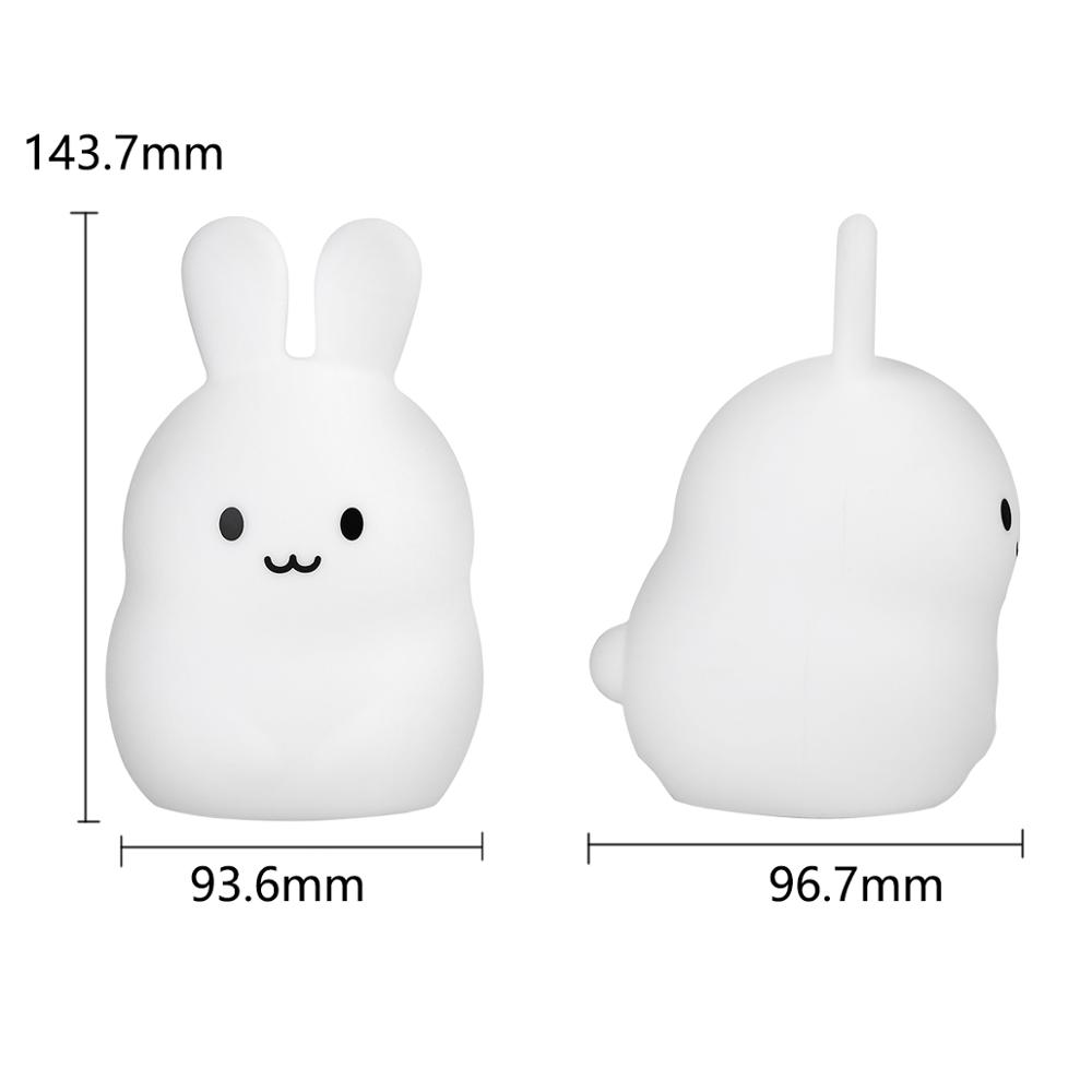 タッチセンサーウサギナイトライトリモコン9色LED調光可能タ - Baby Nursery Night Light のレビューと価格