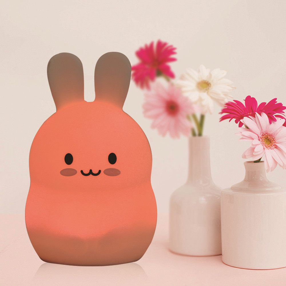 タッチセンサーウサギナイトライトリモコン9色LED調光可能タ - Baby Nursery Night Light のレビューと価格