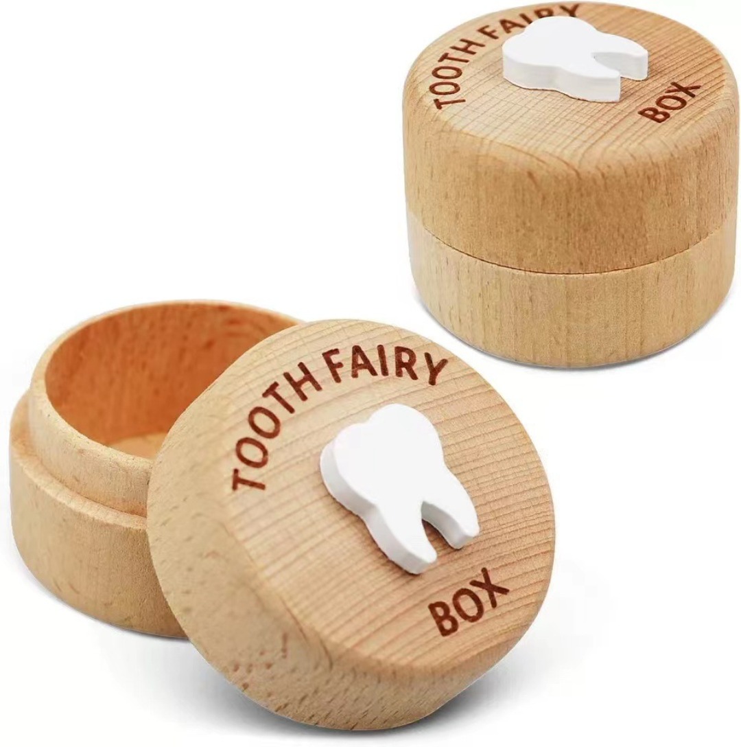 木製乳歯保管ボックス 丸型 クリエイティブ ミルクティース  - Baby Keepsake Box のレビューと価格